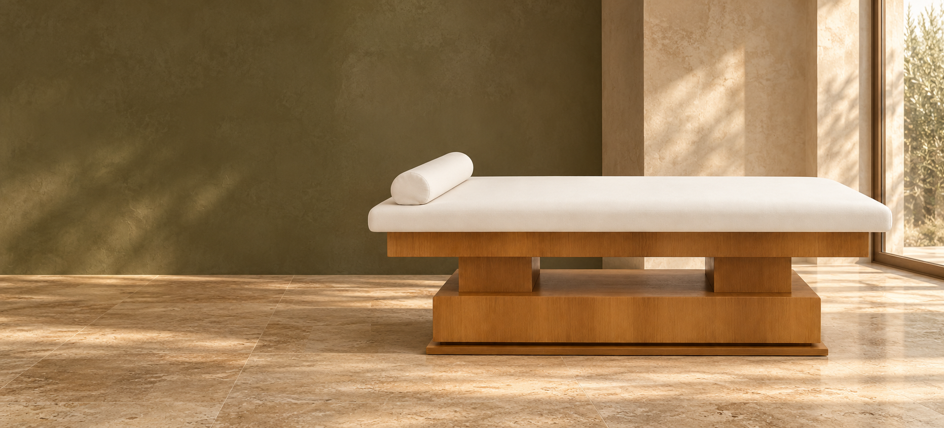 İnsia Comfort ahşap masaj ve terapi yatağı, spa ortamında